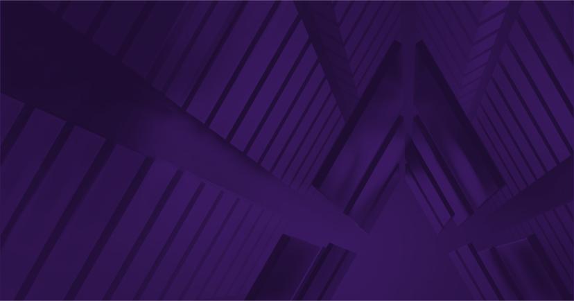 Abstract image with overlapping purple geometric shapes and lines, creating a layered and symmetrical pattern.